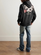 AMIRI - Logo-Print Distressed Cotton-Jersey Hoodie - Black