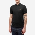 Fred Perry Men's Original Plain Polo Shirt in Black/Whisky Brown