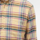 Portuguese Flannel Men's Robbler Button Down Check Shirt in Ecru/Green