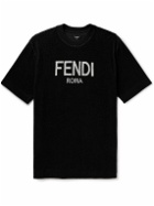 Fendi - Logo-Print Cotton-Blend Terry Sweatshirt - Black