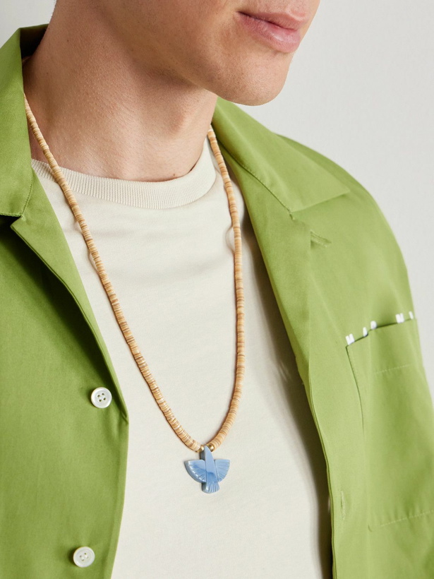 Photo: Jacquie Aiche - Gold, Opal and Heishi Shell Beaded Pendant Necklace