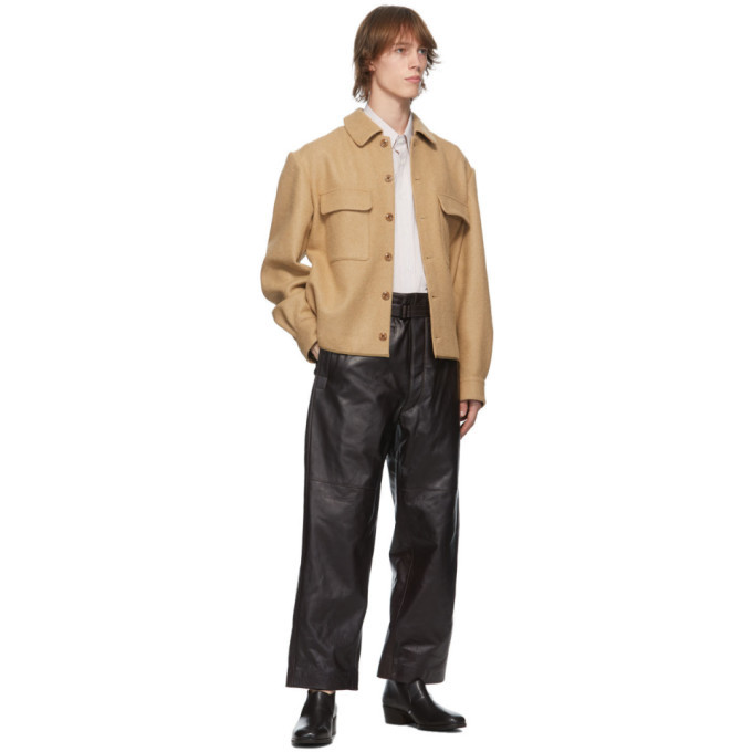 Lemaire Brown Leather Military Trousers