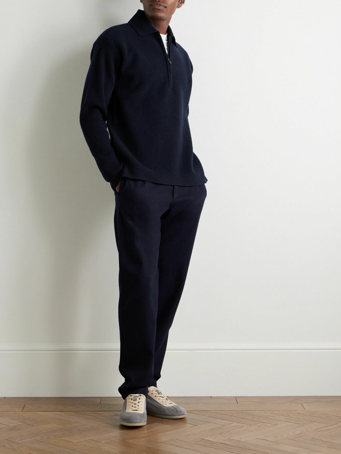 SEASE - Virgin Wool and Cashmere-Blend Half-Zip Sweater - Blue