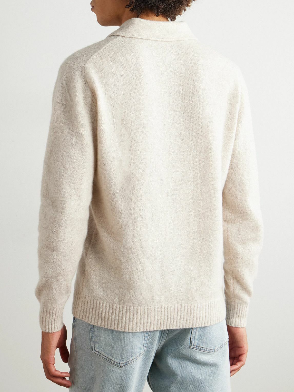 Thom Sweeney - Brushed Cashmere-Blend Polo Shirt - White