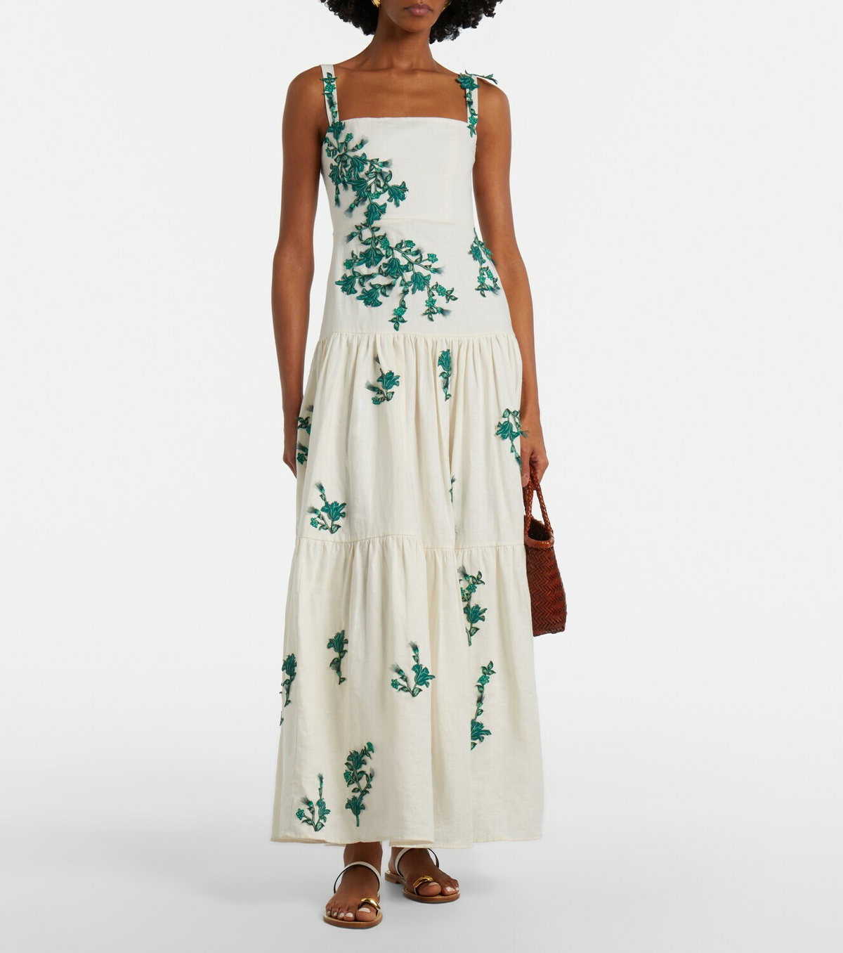 Agua by Agua Bendita Lima embroidered linen maxi dress