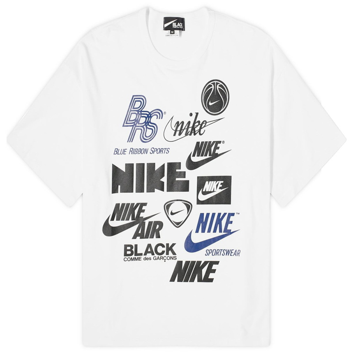 Photo: Comme des Garçons Black Men's x Nike Oversized Logos Print T-Shirt in White