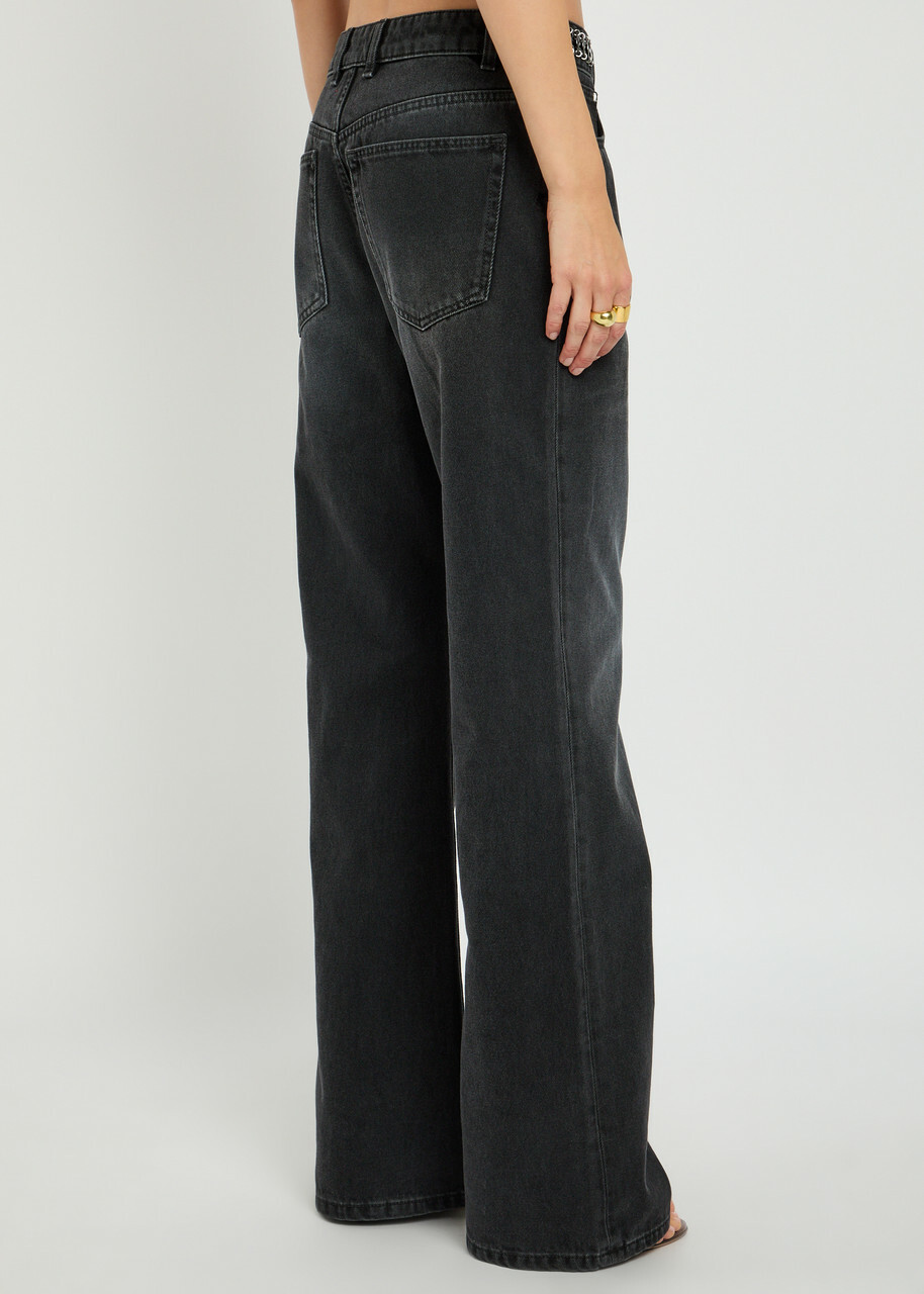 Rabanne Chain-embellished Straight-leg Jeans Black