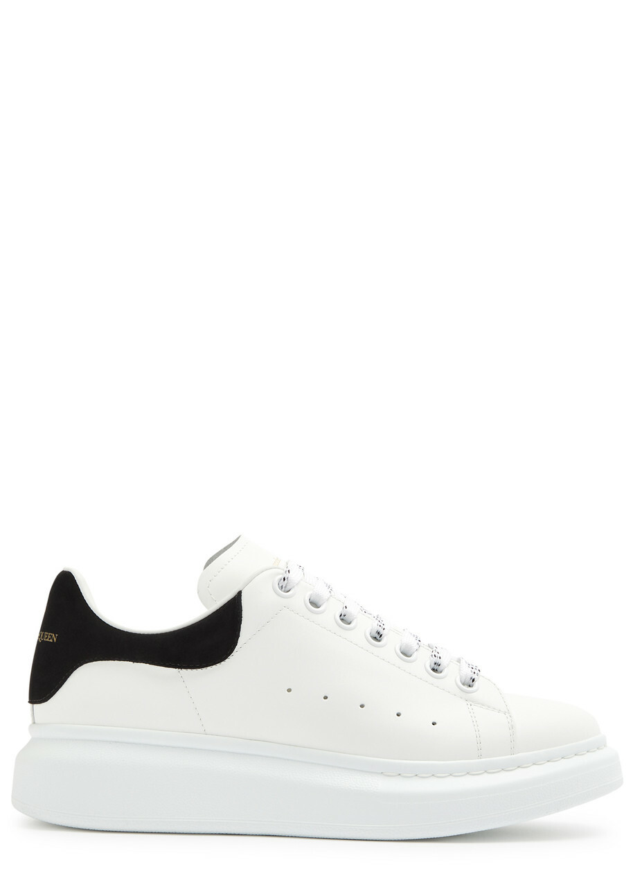 Alexander McQueen Oversized White Leather Sneakers Sneakers Leather White And Black Alexander McQueen