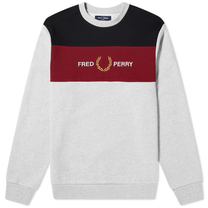 Photo: Fred Perry Authentic Embroidered Logo Panel Crew Sweat