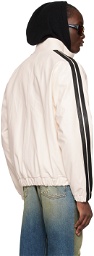 Palm Angels White Embroidered Leather Jacket