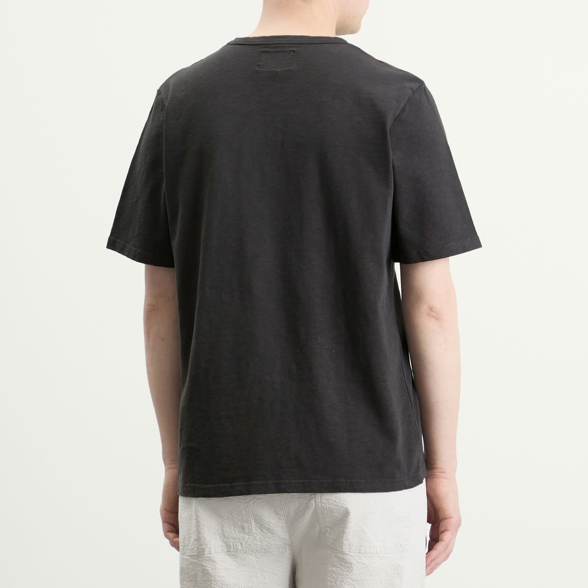 Folk Men's Slub Embroidery T-Shirt in Ecru Black Carousel