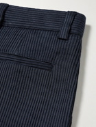 Giorgio Armani - Straight-Leg Pleated Ramie and Cotton-Blend Corduroy Trousers - Blue