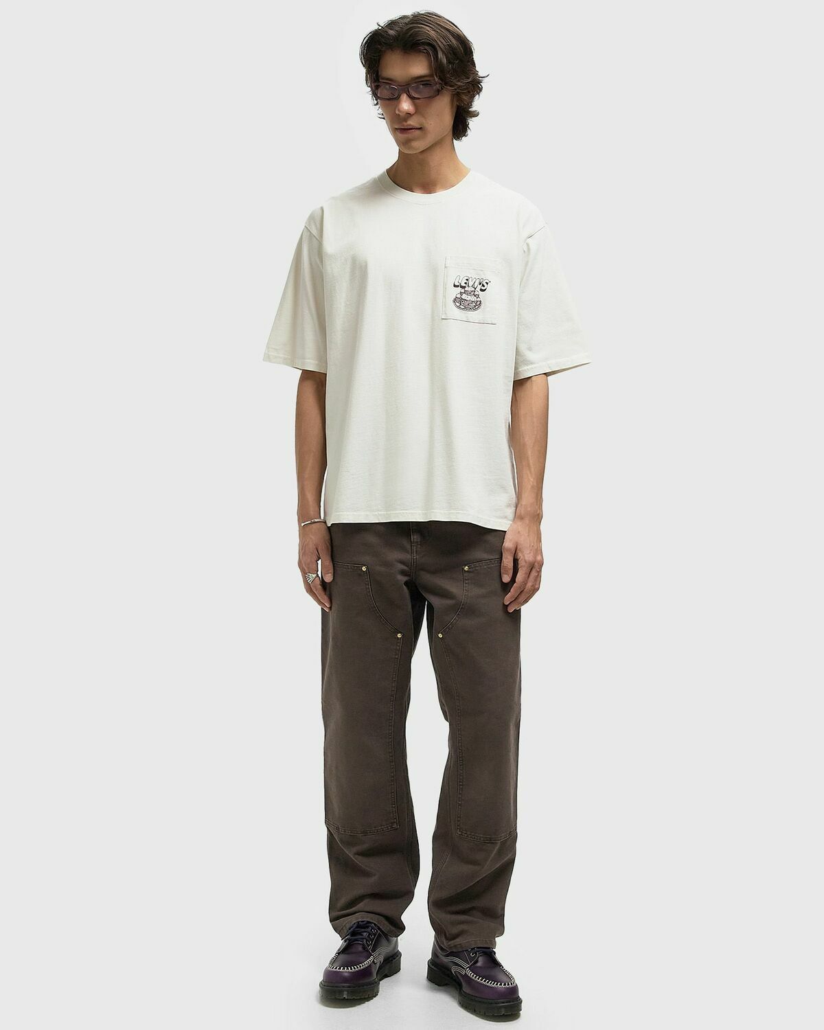 Levis HALF SLEEVE GR POCKET TEE White Mens Shortsleefe