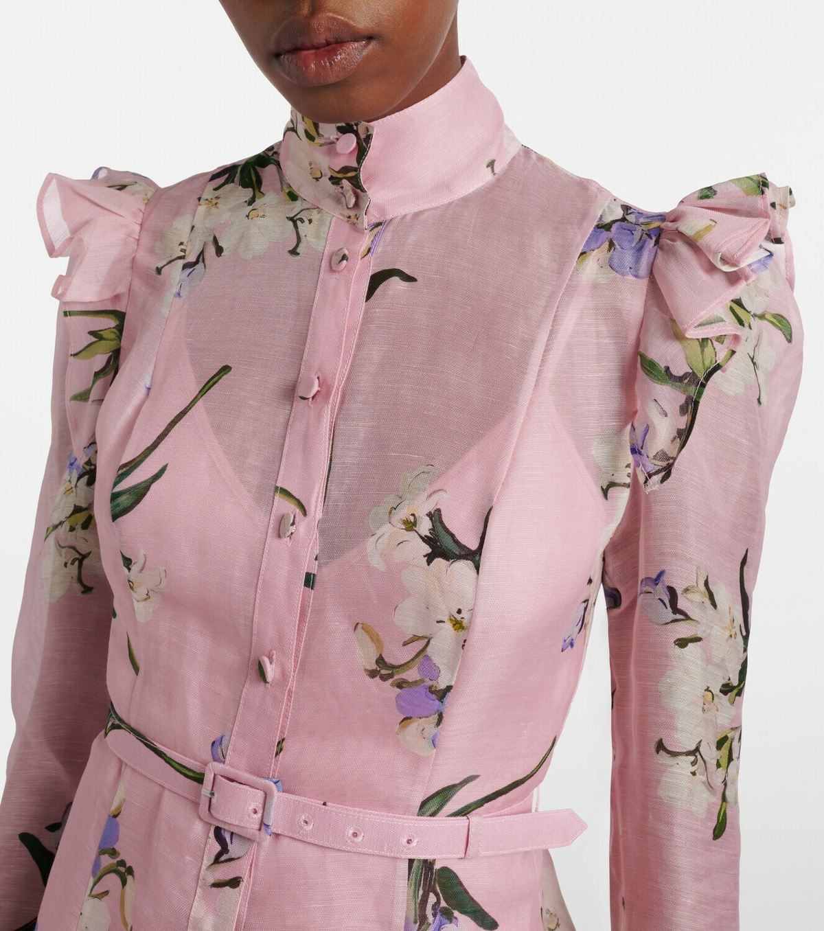 Leo Lin Katrina floral linen and silk midi dress
