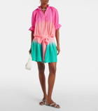 Juliet Dunn Colorblocked scalloped silk minidress
