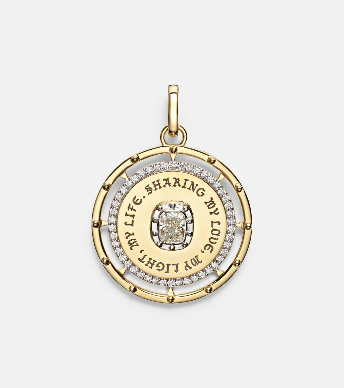 FoundRae True Love Lovestruck Commitment Large 18kt gold pendant with diamonds