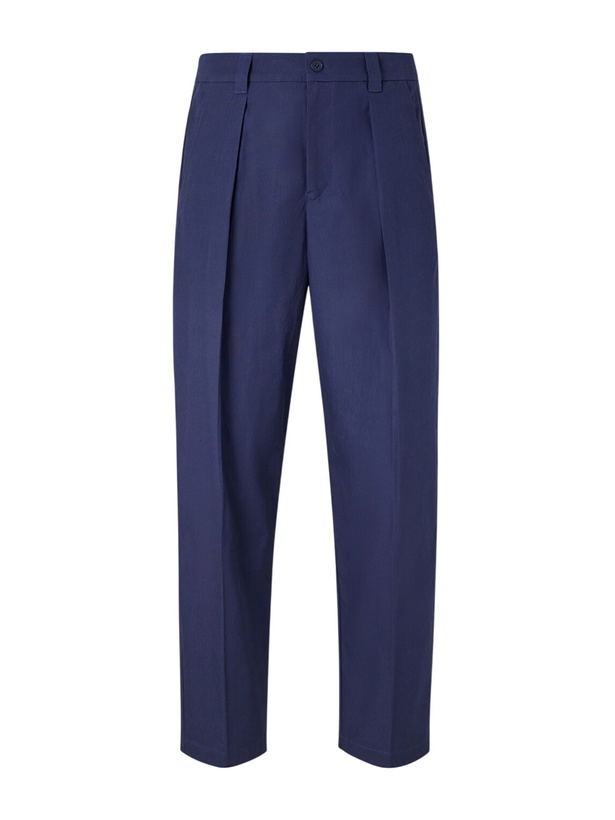 Photo: A.P.C. - Renato Straight-Leg Pleated Cotton-Twill Trousers - Blue