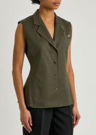 Helmut Lang Modest Wool Waistcoat Green