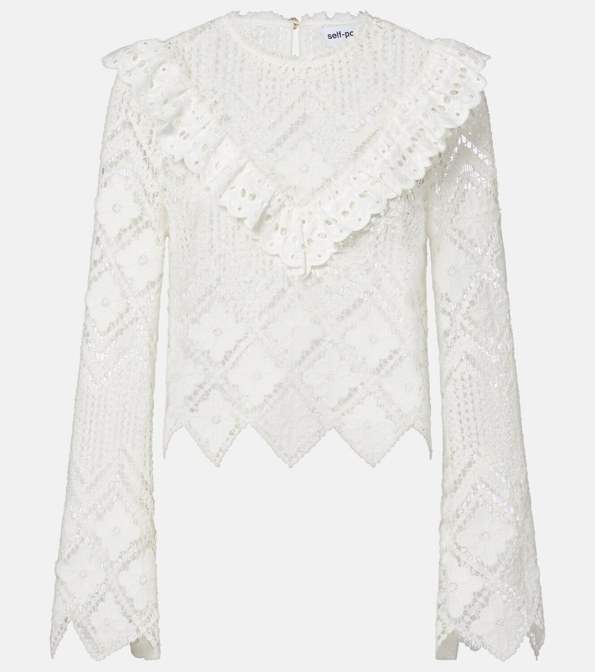 Self-Portrait Crochet ruffled top