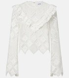 Self-Portrait Crochet ruffled top
