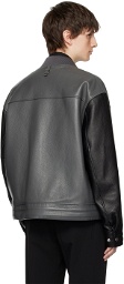 Wooyoungmi Black & Gray Embossed Leather Jacket