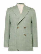 Richard James - Hepworth Double-Breasted Herringbone Linen and Wool-Blend Suit Jacket - Green