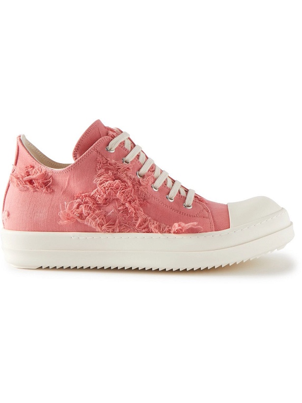 Photo: Rick Owens - Distressed Twill Sneakers - Pink