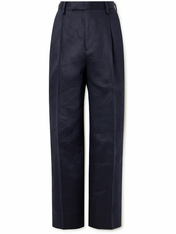Photo: Kaptain Sunshine - Straight-Leg Linen Suit Trousers - Blue