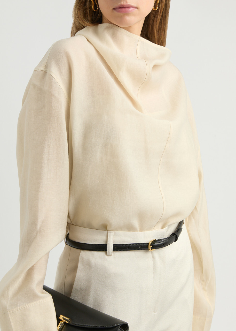Toteme Draped Woven Blouse Ecru Toteme