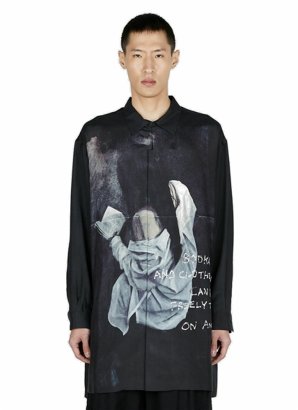 Photo: Yohji Yamamoto - Abstract Button Up Shirt in Black
