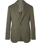 Brunello Cucinelli - Army-Green Wool and Cotton-Blend Twill Suit Jacket - Green