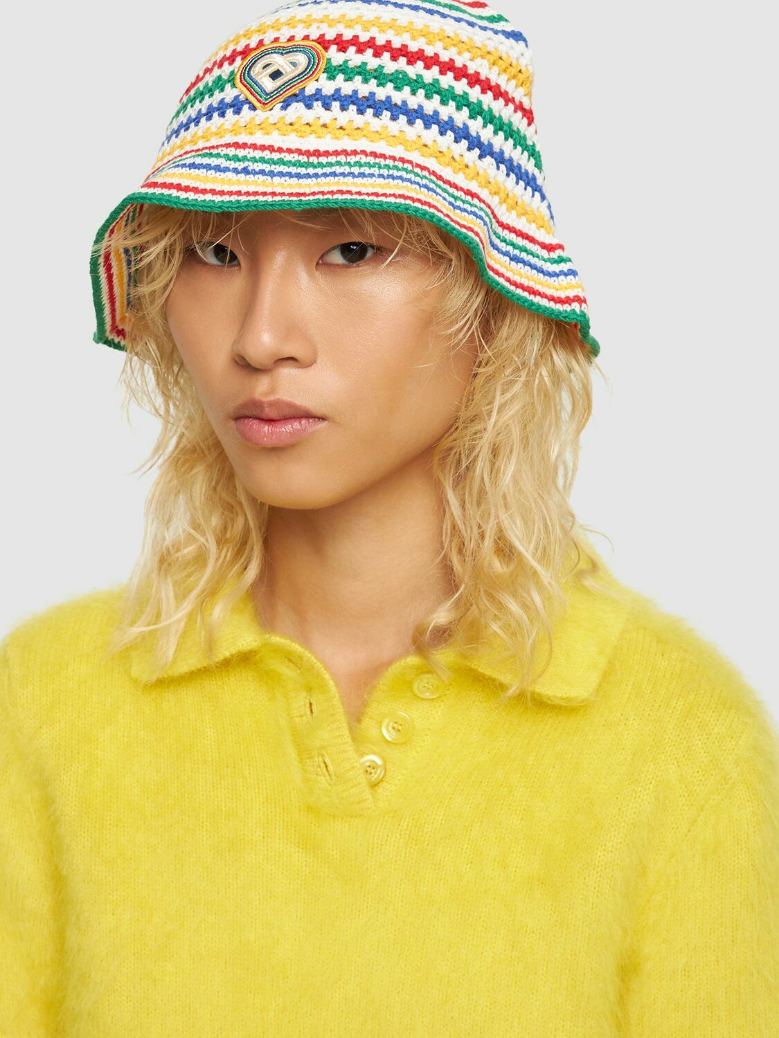CASABLANCA - Striped Scuba Cotton Crochet Hat Casablanca