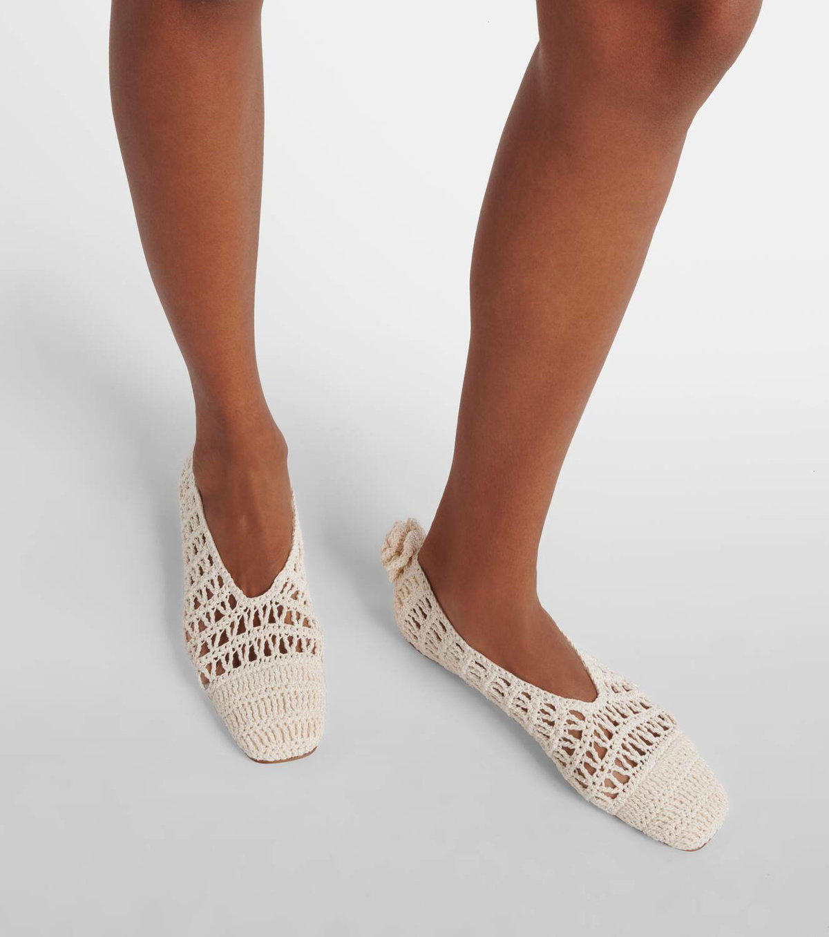 Magda Butrym Floral-appliqué crochet ballet flats