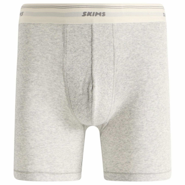 Photo: SKIMS Men's Classic Cotton 5" Boxer Brief in Light Heather Grey
