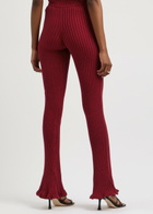 Blumarine Space-dyed Ribbed-knit Trousers Burgundy