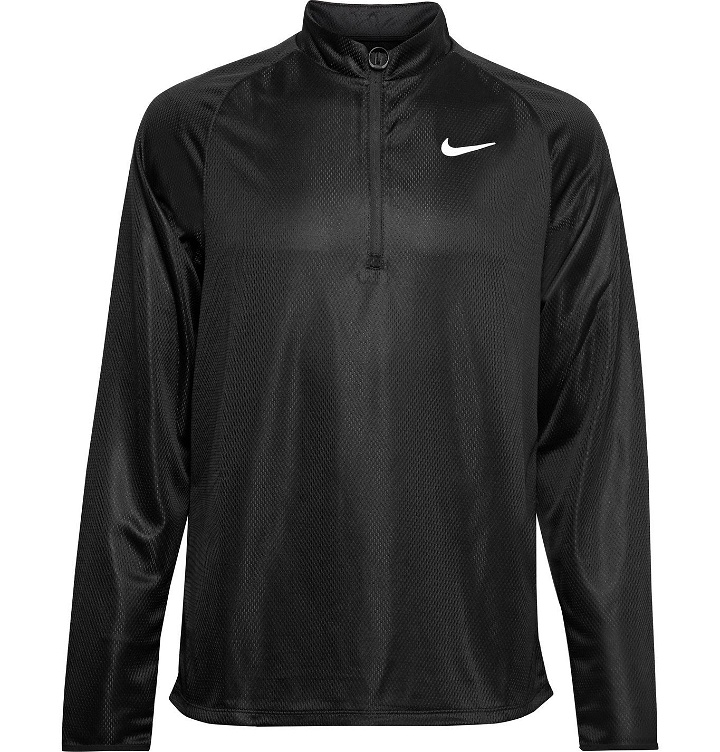 Photo: Nike Tennis - NikeCourt Challenger Logo-Print Dri-FIT Mesh Half-Zip Tennis Jacket - Black