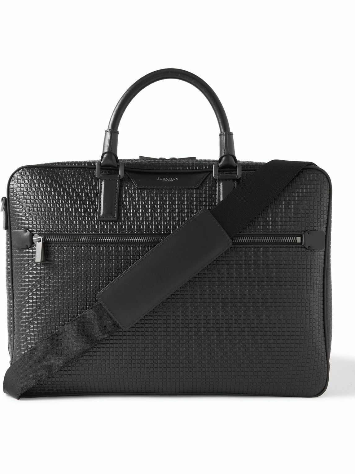 Serapian - Stepan Leather-Trimmed Coated-Canvas Briefcase Serapian
