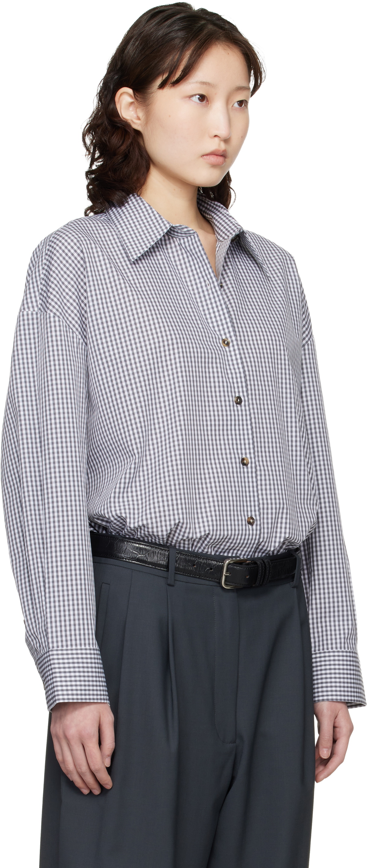 Cordera Gray & White Oversized Shirt