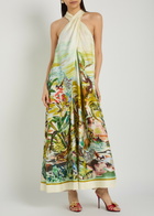 Alemais Jungle Boogie Printed Halterneck Silk Maxi Dress Multicoloured