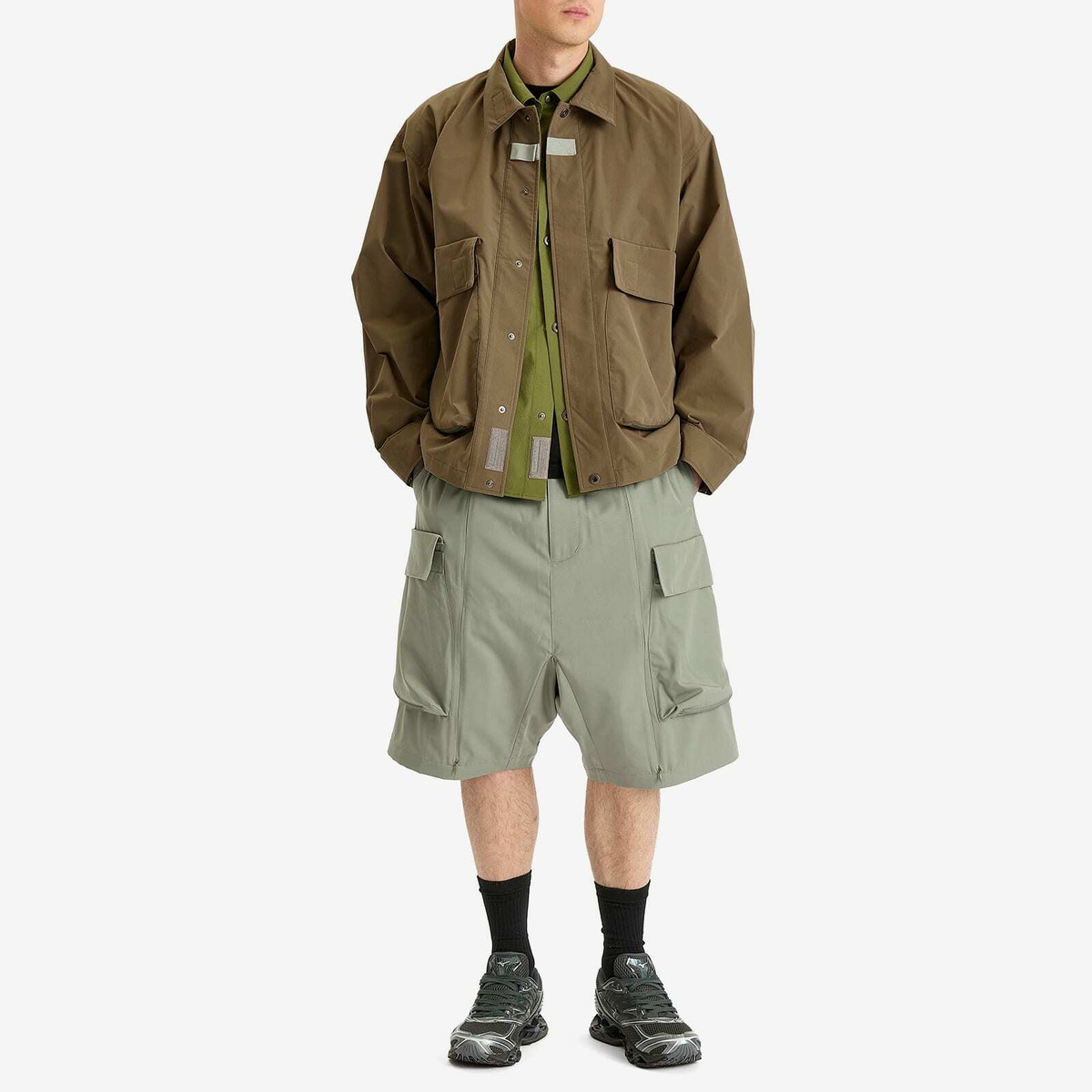 Poliquant Men's Deformed Pockets Fatigue Tracker Jacket in Olive