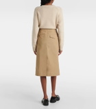 Tod's Tie-detail coated cotton midi skirt