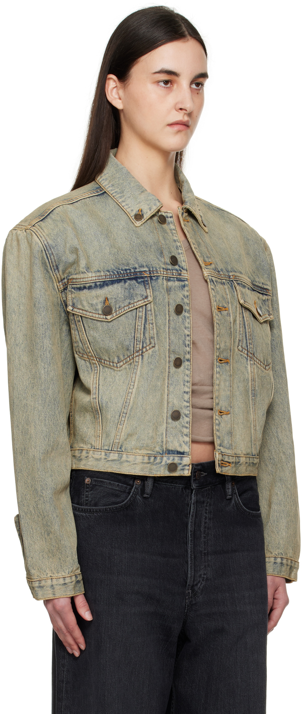 Entire Studios Blue Shrunken Denim Jacket