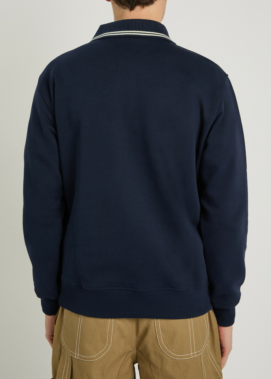 DRÔLE DE Monsieur Le Polo Drôle Logo-embroidered Cotton Polo Jumper Navy