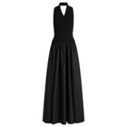 ST. Agni Women's Knit Halter Backless Dress in Black