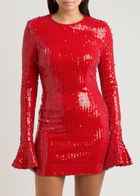 Rotate Sunday Sequin-embellished Tulle Mini Dress Red 34 (UK6 / XS)