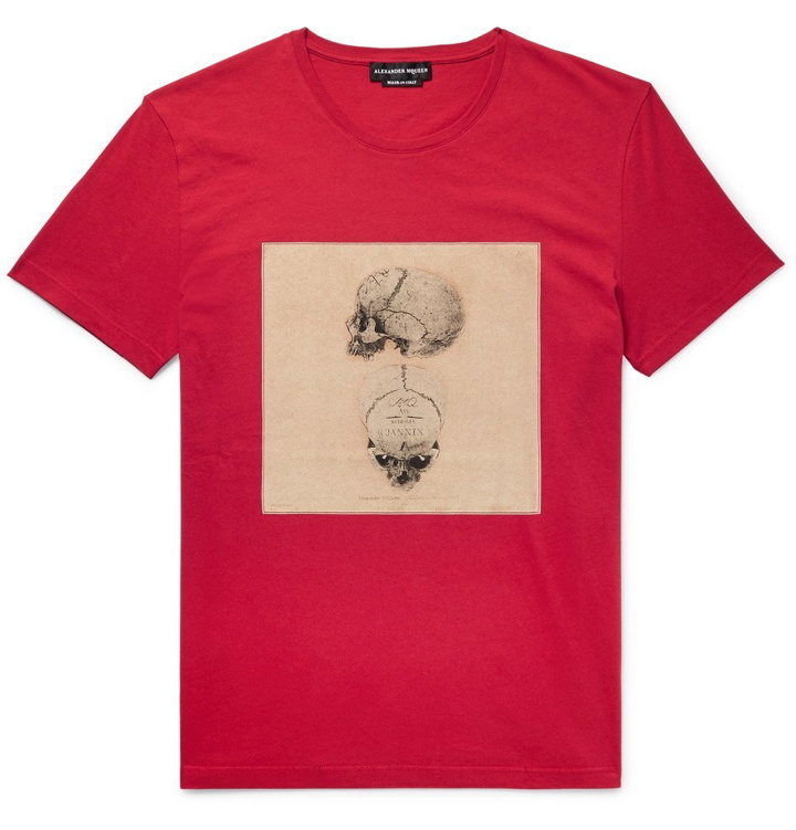 Photo: Alexander McQueen - Slim-Fit Printed Cotton-Jersey T-Shirt - Men - Red