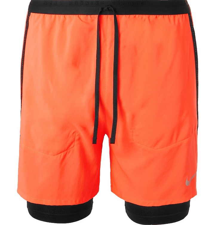Photo: Nike Running - Flex Stride Slim-Fit Layered Dri-FIT Shell Running Shorts - Orange