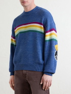 KAPITAL - Peckish Rainbow Striped Cotton and Wool-Blend Sweater - Blue