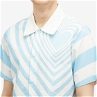 3.Paradis Men's Heart Short Sleeve Shirt in White/Sky Blue