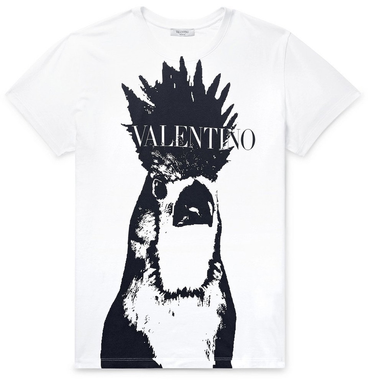 Photo: Valentino - Printed Cotton-Jersey T-Shirt - Men - White